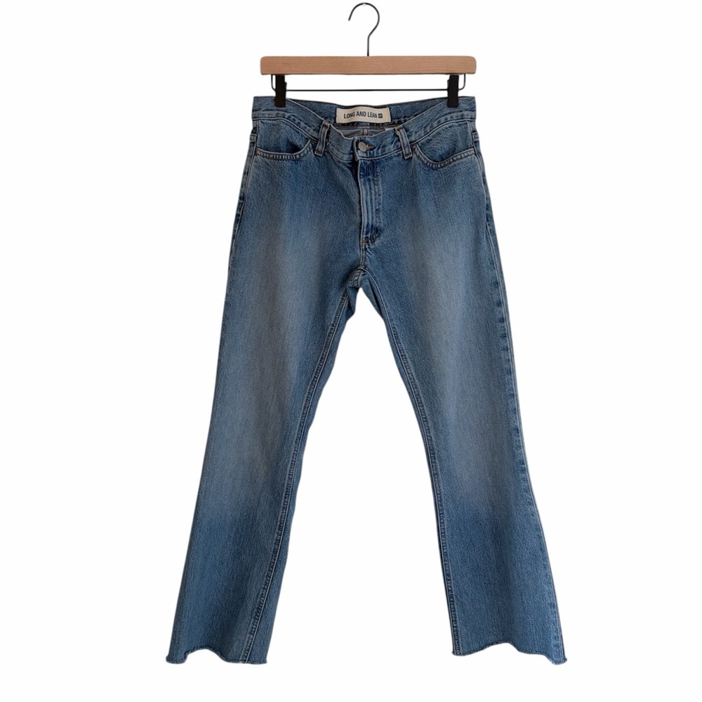 GAP long & lean jeans‎ size 8 long medium wash 100% cotton classic boho raw hem